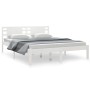 Estructura de cama madera maciza blanca King Size 150x200 cm