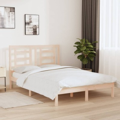 Estructura de cama sin colchón madera maciza de pino 140x190 cm
