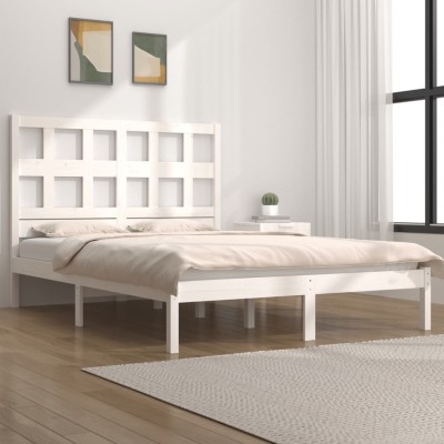 Estructura de cama sin colchón madera de pino blanca 140x190 cm