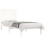 Estructura de cama madera maciza individual blanco 75x190 cm