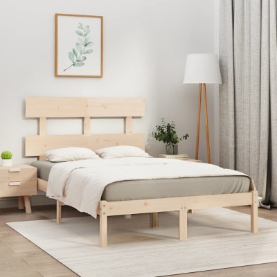 Estructura de cama madera maciza 140x190 cm
