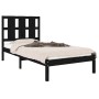 Estructura de cama madera maciza individual negra 75x190 cm