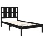 Estructura de cama madera maciza individual negra 75x190 cm