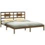 Estructura de cama madera maciza de pino marrón miel 200x200 cm