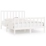 Estructura de cama de madera maciza blanca 140x200 cm