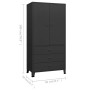 Armario industrial de metal negro 90x50x180 cm