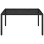 Mesa de jardín superficie de vidrio ratán PE negro 150x90x75 cm