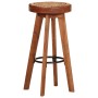 Taburetes de cocina 2 uds cuero auténtico madera maciza acacia