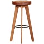 Taburetes de cocina 2 uds cuero auténtico madera maciza acacia