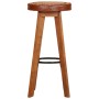 Taburetes de cocina 2 uds cuero auténtico madera maciza acacia
