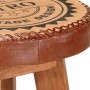 Taburetes de cocina 2 uds cuero auténtico madera maciza acacia