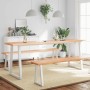 Tablero mesa madera tratada borde natural marrón 200x40x(2-6)cm