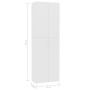 Armario de oficina de madera contrachapada blanco 60x32x190 cm