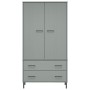 Armario patas de metal OSLO madera maciza gris 90x55x172,5 cm