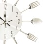 Reloj de pared diseño cuchara y tenedor plateado 31 cm aluminio
