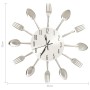 Reloj de pared diseño cuchara y tenedor plateado 31 cm aluminio