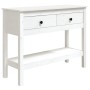 Mesa consola de madera maciza de pino blanco 100x35x75 cm