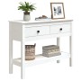 Mesa consola de madera maciza de pino blanco 100x35x75 cm