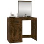 Tocador y espejo madera contrachapada roble humo 90x50x132,5 cm