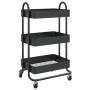 Carrito de cocina 3 niveles acero negro 43x34x79 cm