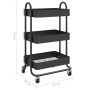 Carrito de cocina 3 niveles acero negro 43x34x79 cm