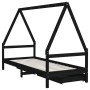 Estructura de cama niños con cajones madera pino negro 90x200cm