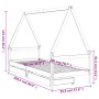 Estructura de cama niños con cajones madera pino negro 90x200cm