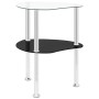 Mesa auxiliar 2 niveles vidrio transparente y negro 38x38x50 cm