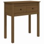 Mesa consola de madera maciza de pino marrón miel 70x35x75 cm