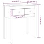 Mesa consola de madera maciza de pino marrón miel 70x35x75 cm