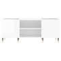 Mueble discos madera contrachapada blanco brillo 121x38x48 cm