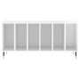 Mueble discos madera contrachapada blanco brillo 100x38x48 cm
