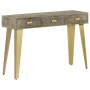 Mesa consola madera maciza de mango con latón gris 110x35x76 cm