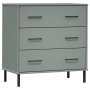 Aparador con 3 cajones OSLO madera maciza gris 77x40x79,5 cm