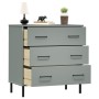 Aparador con 3 cajones OSLO madera maciza gris 77x40x79,5 cm