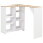 Mesa alta de bar con estante móvil blanca 138x39x110 cm