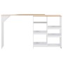 Mesa alta de bar con estante móvil blanca 138x39x110 cm