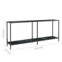 Mesa de consola vidrio templado negro 180x35x75,5 cm
