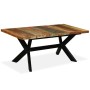 Mesa de comedor madera maciza reciclada y acero cruzado 180 cm