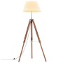 Lámpara de trípode madera maciza de teca marrón y blanco 141 cm