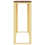 Mesa consola acero inoxidable y madera maciza reciclada dorada