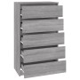 Cajonera de madera contrachapada gris Sonoma 60x36x103 cm