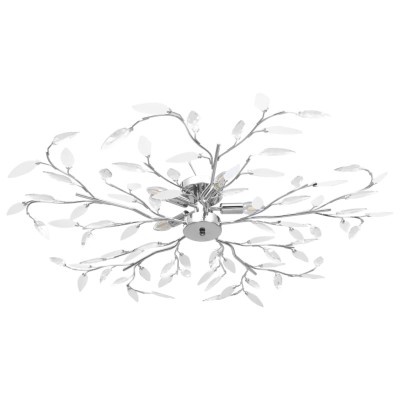 Lámpara de techo brazos cristal forma hoja 5 bombillas blanco