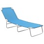 Tumbona plegable de acero y tela azul turquesa
