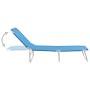 Tumbona plegable de acero y tela azul turquesa