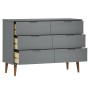 Mesita de noche MOLDE madera maciza de pino gris 113x40x80 cm