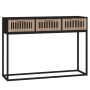 Mesa consola hierro y madera contrachapada negro 105x30x75 cm