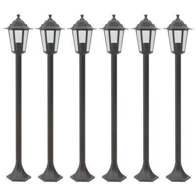 Farolas de jardín aluminio bronce E27 110 cm 6 unidades