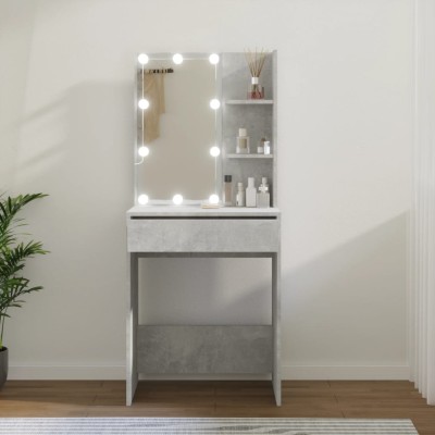 Tocador con LED color gris hormigón 60x40x140 cm