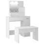 Juego de tocador con LED madera contrachapada blanco